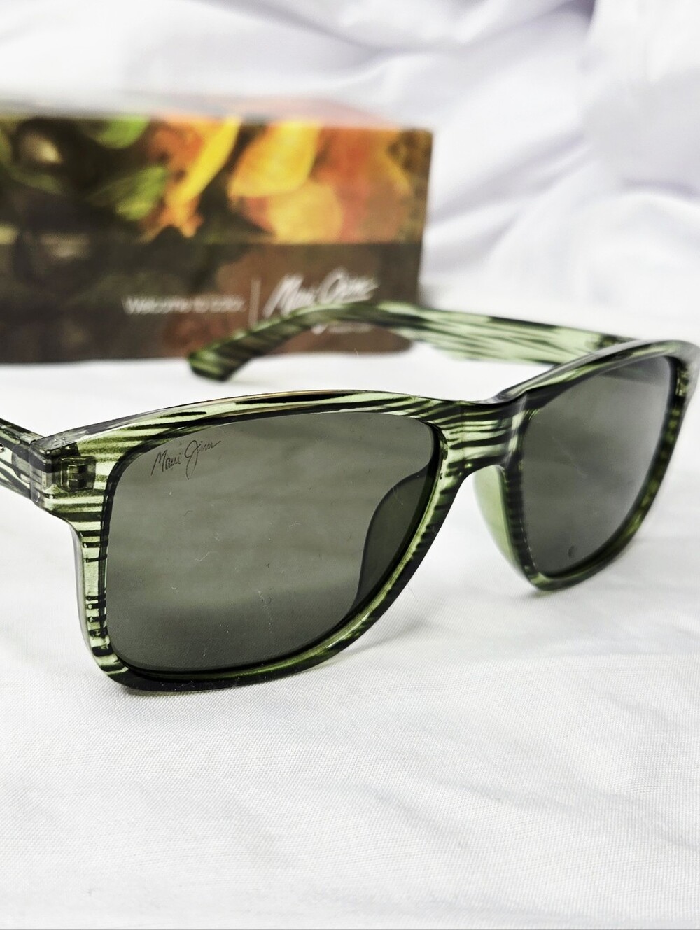 Maui Jim Byron Bay HT746-15MR Polarized Sunglasses Green Stripe NEW IN BOX